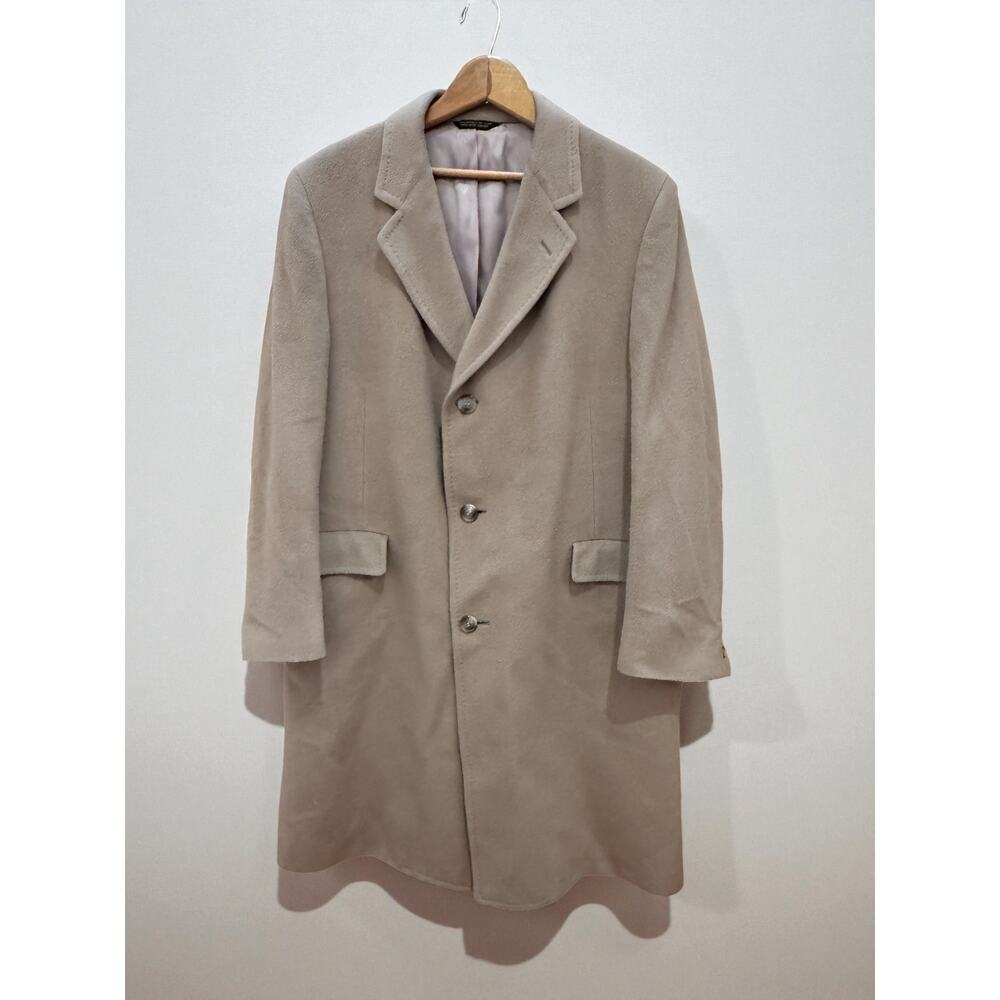 Vtg Malcom Kenneth Mongolian Cashmere Coat Camel Tan Overcoat Men L
